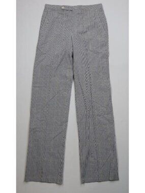 Deadstock Vintage 70s Mens 33 Unhemmed Seersucker Wide Leg Chino Pants Plaid USA